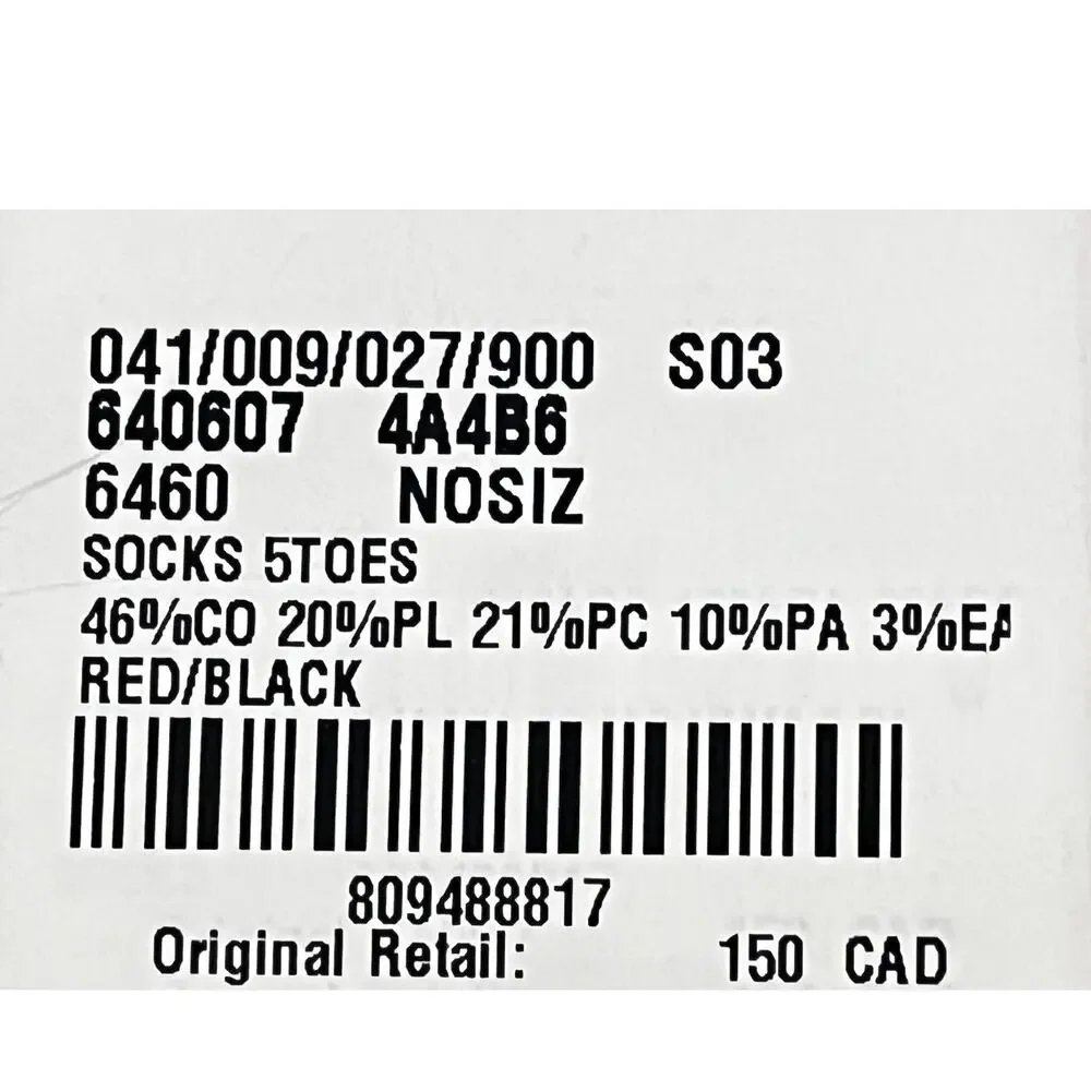 15-78(1) BALENCIAGA Unisex NWT $150 Toe Socks Red Medium